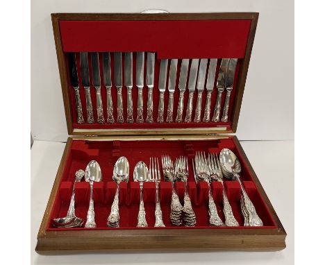 A composite canteen of silver cutlery comprising six King's pattern serving spoons (by William Hutton & Sons Ltd, London 1904