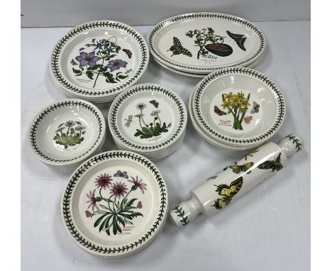 A collection of Portmeirion Botanic Garden dinner wares comprising four dinner plates, five side plates/shallow dishes, seven