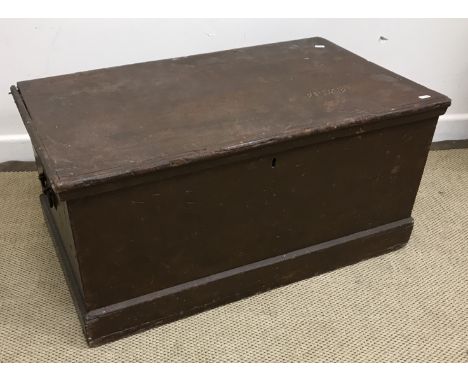 A Victorian painted pine trunk, 83 cm wide x 50 cm deep x 39 cm high, an early to mid 20th Century painted kitchen cabinet wi