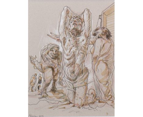* PETER HOWSON OBE (SCOTTISH b 1958), REDEMPTION mixed media, signed and dated 2012 30cm x 22cm Mounted, framed and under gla