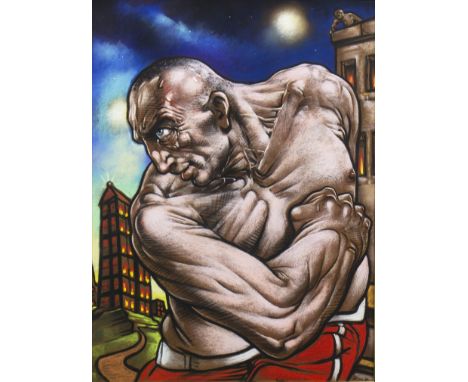 * PETER HOWSON OBE (SCOTTISH b 1958), GALLOWGATE GLADIATOR pastel on paper, signed and dated 2014 62cm x 47cm Mounted, framed