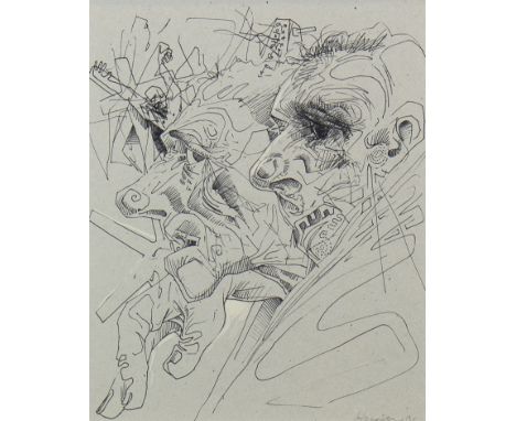 * PETER HOWSON OBE (SCOTTISH b 1958), STUDY FOR ST ANDREW'S I ink on paper, signed and dated '06 25cm x 20cm Mounted, framed 