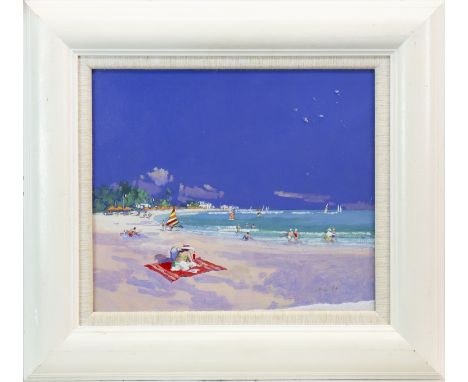 * JAMES ORR (SCOTTISH 1931 - 2019), COTE D'AZUR oil on board, signed 34cm x 40cm Framed and under glass. Label verso: Riversi