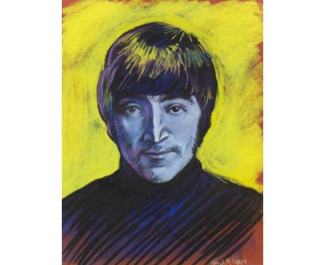 * FRANK MCFADDEN (SCOTTISH b 1972), PORTRAIT OF JOHN LENNON pastel on paper,signed 59cm x 44cm Mounted, framed and under glas