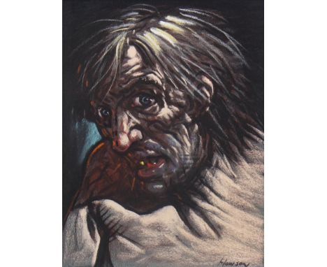 * PETER HOWSON OBE (SCOTTISH b 1958), STARTLED pastel on paper, signed 29cm x 22cm Framed and under glass