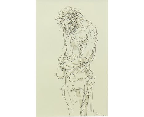 * PETER HOWSON OBE (SCOTTISH b 1958), THE DISCIPLE ink and wash on card, signed and dated 2015 20cm x 12cm Mounted, framed an