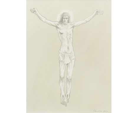 * PETER HOWSON OBE (SCOTTISH b 1958), JESUS mixed media, signed and dated 2012 40cm x 30cm Mounted, framed and under glass