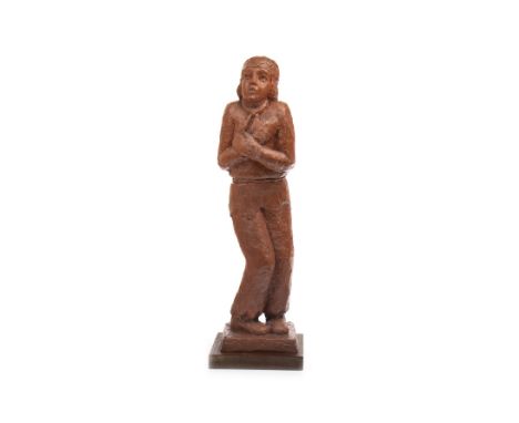 * BENNO SCHOTZ RSA (ESTONIAN 1891 - 1984), PETRUSHKA terracotta on wooden plynth, signed 39cm highNote:"Petrushka is a charac