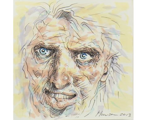 * PETER HOWSON OBE (SCOTTISH b 1958), VIRGIL II ink and wash on card, signed and dated 2013 13cm x 13cm Mounted, framed and u
