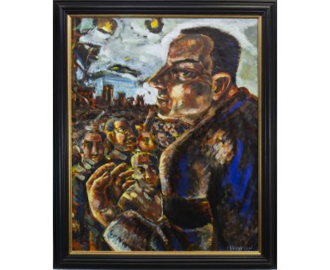 * PETER HOWSON OBE (SCOTTISH b 1958), THE UNIONIST oil on paper, signed 102cm x 80cm Framed and under glass Label verso: The 