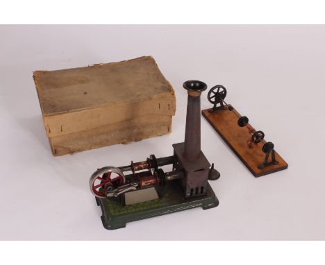 A Bing Hot Air Engine, in original box, with a line shaft, circa 1900, G