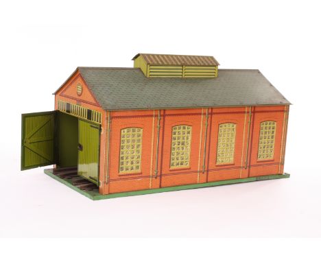 Hornby 0 Gauge No.2A Engine shed: fitted for clockwork running (2-rail track), basic model without roof and end vents, overal