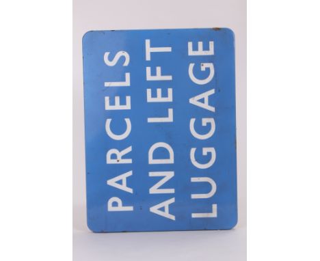 A British Railways Scottish Region Luggage and Left Parcels Sign, in light blue enamel, 18in x 24in, G