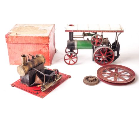 Mamod Steam TE1a and early SE2 engine: A spirit-fired Traction engine (TE1a) and an early SE2 stationary engine (with flat ba