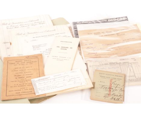A collection of Railway-related historic documents: including A GWR paper ticket dated 1897; GWR Cartage tickets from Abingdo