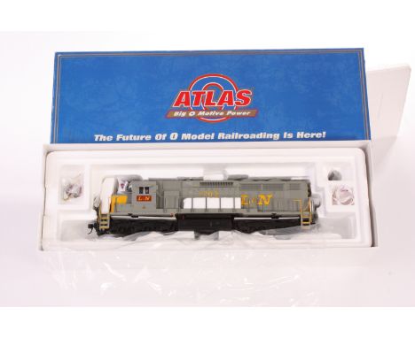 An Atlas American 0 Gauge 2-rail SDP-35 Diesel locomotive: ref no. 7817-2, in Louisville & Nashville RR grey/yellow livery as