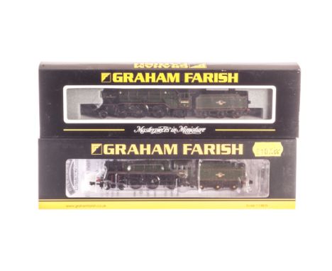 Graham Farish by Bachmann N Gauge BR green Locomotives: 372-600 Class V2 60800’ Green Arrow’ and 372-728 Standard Class 5MT 7