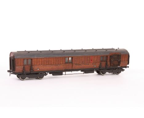 0 Gauge LNER Wooden Mail coach by Milbro or similar: made in real teak, finished as LNER 2339, overall F-G (one step broken o