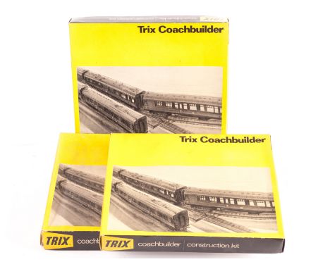 Trix 00 Gauge Coachbuilder construction kits: 1947 SR Corridor Coach and 1948 SR Brake End Coach, both unmade and 1949 built 