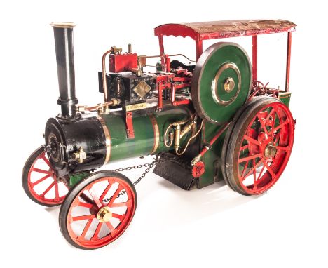 A 3in scale (¼ size) live steam coal-fired Road Locomotive: twin-cylinder engine with 11½in flywheel, built to unspecified pr