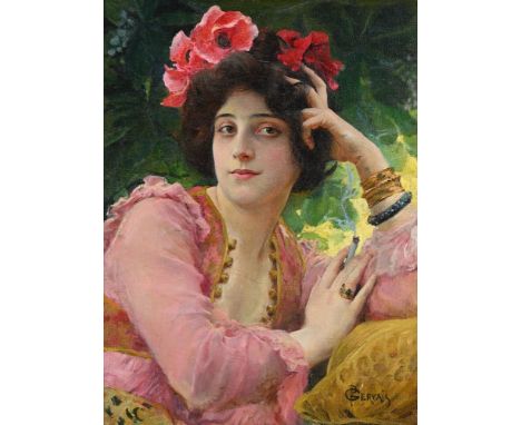 PAUL JEAN GERVAIS (FRENCH 1859-1944) LADY IN PINK Oil on canvas Signed (lower right) 62 x 47cm (24¼ x 18½ in.)   Condition Re