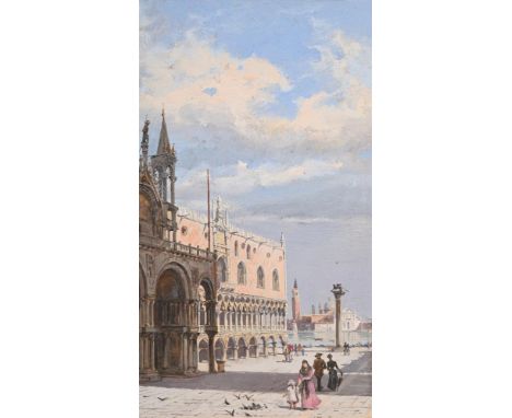ANTONIETTA BRANDEIS (ITALIAN 1848-1926) VIEW OF SAINT MARK'S SQUARE, VENICE Oil on board 21 x 12cm (8¼ x 4½ in.)   Condition 