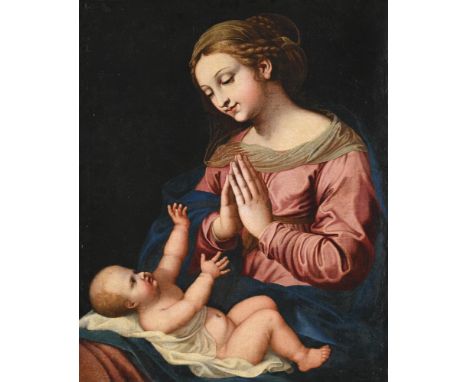 FOLLOWER OF LUCA PENNI MADONNA AND CHILD  Oil on canvas 71 x 56.5cm (27¾ x 22 in.)   Condition Report:  The canvas has been r