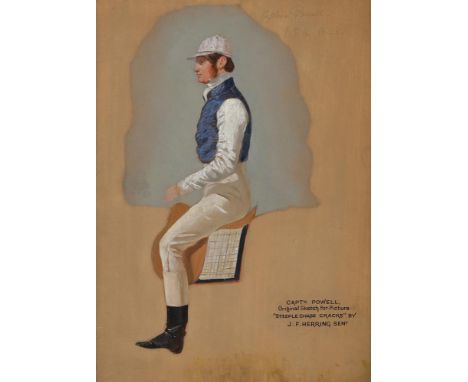 JOHN FREDERICK HERRING SENIOR (BRITISH 1795-1865) THE STUDY OF CAPTAIN POWELL, FOR STEEPLECHASE CRACKS Oil on panel Signed, i