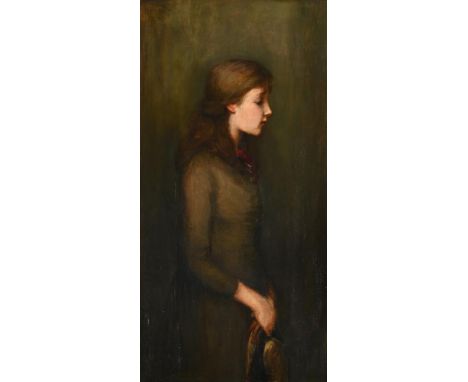 GEORGE PAUL CHALMERS (BRITISH 1833-1878) PORTRAIT OF A YOUNG GIRL Oil on canvas 47 x 23cm (18½ x 9 in.)  Provenance: The Coll