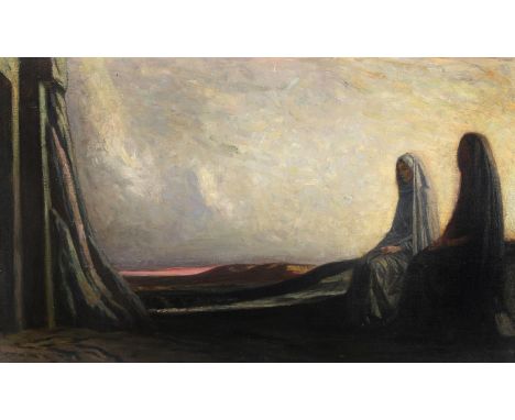 ROBERT ANNING BELL (BRITISH 1863-1933)  TWO VEILED WOMEN IN A LANDSCAPE  Oil on canvas Signed and dated '1922' (lower right) 