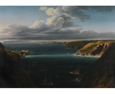 PHILIP JOHN OULESS (BRITISH 1817-1885)   GUERNSEY FROM LA COUPÉE, SARK  Oil on canvas 56 x 77.5cm (22 x 30½ in.) Provenance: 