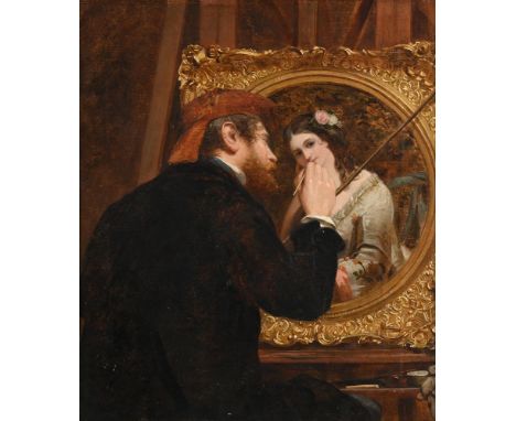 JAMES DIGMAN WINGFIELD (BRITISH 1800-1872) THE FINISHING TOUCH  Oil on canvas Titled and inscribed (verso) 34 x 29.5cm (13¼ x