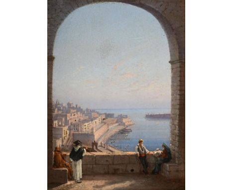 GIAN GIANNI (ITALIAN 1837-?) VALETTA HARBOUR Oil on board Signed and indistinctly dated [1887?] (lower right) 22 x 16cm (8½ x