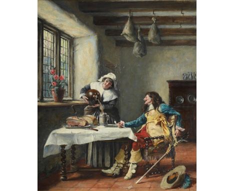 FRANK MOSS BENNETT (BRITISH 1874-1953) TAVERN INTERIOR Oil on canvas  Signed (lower left) 58 x 49cm (22¾ x 19¼ in.)   Conditi