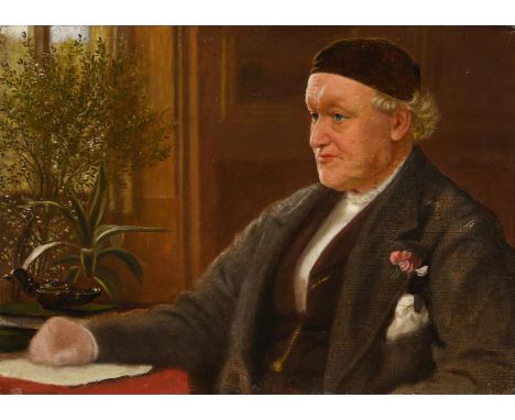 ARTHUR HUGHES (BRITISH 1832-1915) PORTRAIT OF THE ARTIST WILLIAM BELL SCOTT (1811 - 1870) Oil on canvasboard laid to board 25