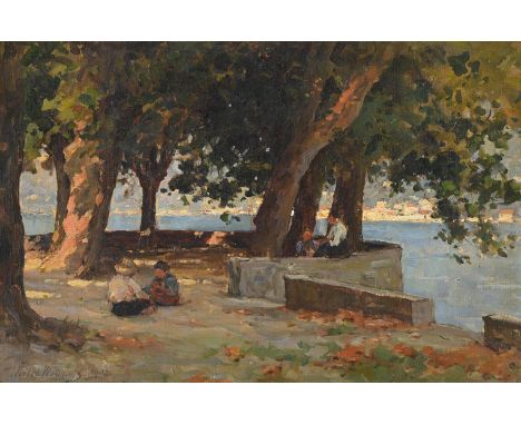 JOHN TERRICK WILLIAMS (BRITISH 1860-1936) BELLAGIO FROM CADENABBIA, LAKE COMO Oil on canvas Signed and dated '1902' (lower le