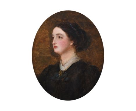 WILLIAM POWELL FRITH (BRITISH 1819-1909) PORTRAIT OF A YOUNG LADY, POSSIBLY KATE DICKENS (1839-1929) Oil on canvas, oval Sign
