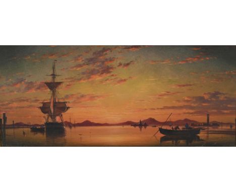 EDWARD WILLIAM COOKE (BRITISH 1811-1880) THE EUGANEAN HILLS FROM THE LAGUNE [sic] OF VENICE Oil on panel Signed (lower left) 