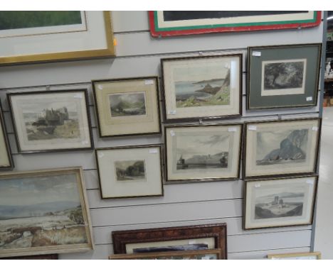 A selection of vintage aquatinted etched prints