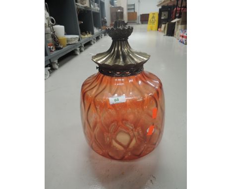 A vintage large pink glass light shade