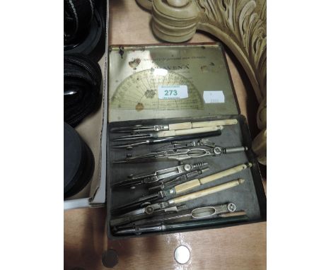 A selection of vintage compass and protractor 