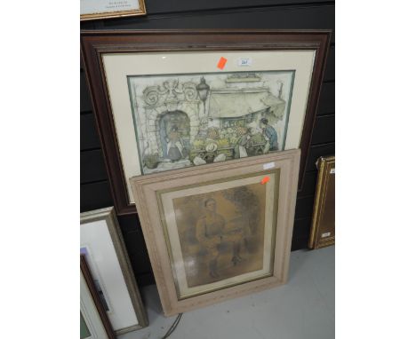 A vintage card relief diorama and print of man in Safari uniform