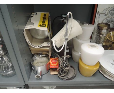 A selection of vintage light fittings and fitments