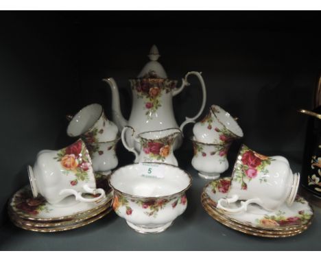 A vintage part tea service by Royal Albert in the Old Country Roses pattern