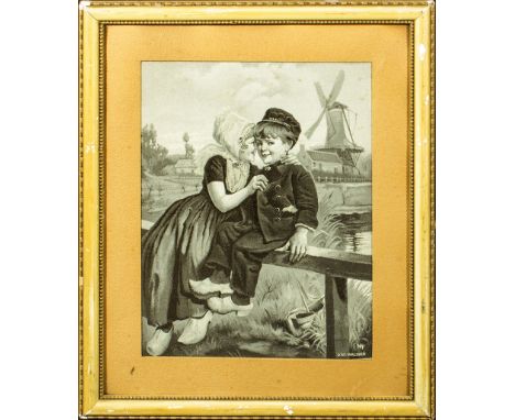 A framed Dutch silk print D Ap Walhan