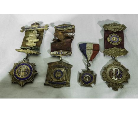 Four silver and enamel Masonic medals