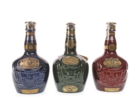 ROYAL SALUTE AGED 21 YEARS - RUBY DECANTER Blended Scotch Whisky. 70cl, 40% volume, in Wade decanter, felt pouch and carton. 