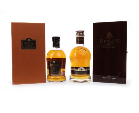 ABERFELDY AGED 21 YEARS Active. Aberfeldy, Perthshire. 70cl, 40% volume, in box. DEWAR'S SIGNATURE Blended Scotch Whisky. Bot
