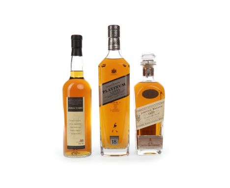 JOHNNIE WALKER 1820Blended Scotch WhiskyBottle no. A026212. 700ml, 40% volume.JOHNNIE WALKER PLATINUM AGED 18 YEARSBlended Sc
