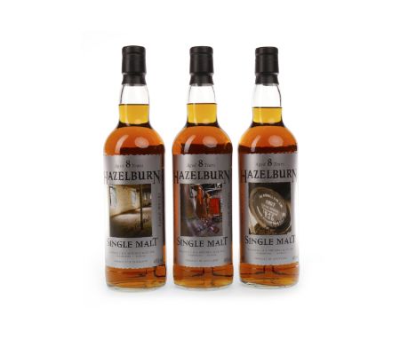 HAZELBURN AGED 8 YEARS - FIRST EDITION (3)Active. Springbank Distillery, Campbeltown, Argyll.70cl, 46% volume, in cartons.3 b